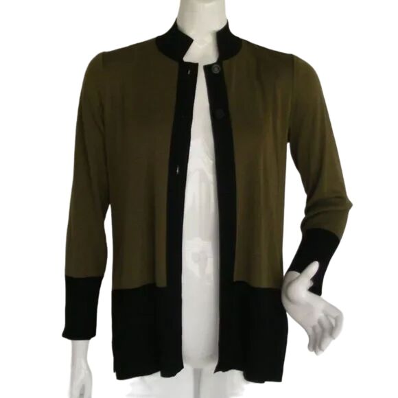 2pc EXCLUSIVELY MISOOK Sweater Set, XS, Green/Black, Acrylic, Top & Cardigan - Picture 10 of 15